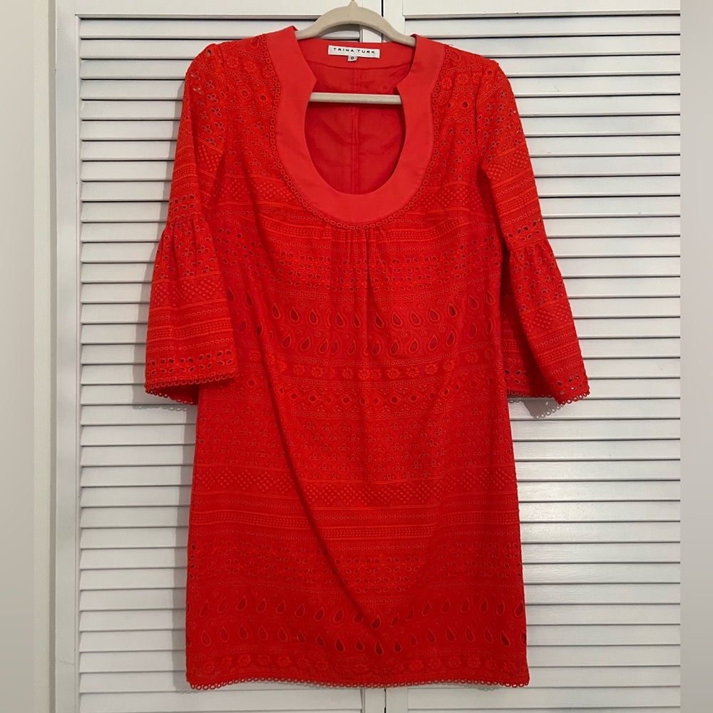 Trina Turk Bonita eyelet bell sleeve mini dress Perfect